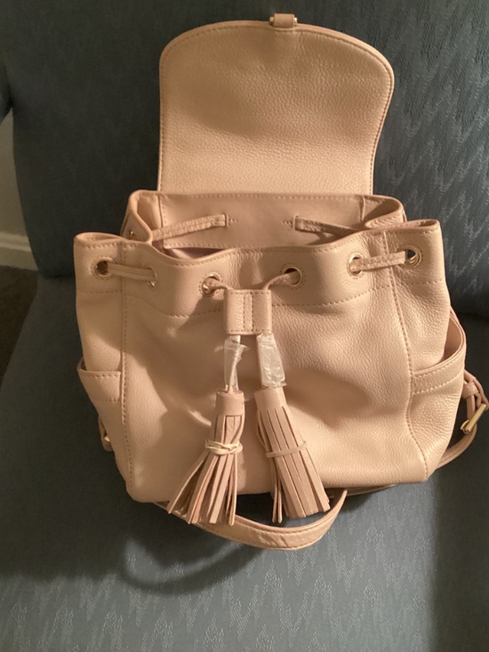 Tory Burch Soft Pink Drawstring Leather Backpack with Tassels main image 10